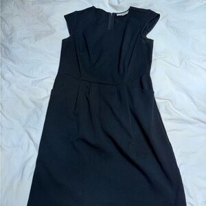 LOFT Black Midi Sheath Dress with Cap Sleeves